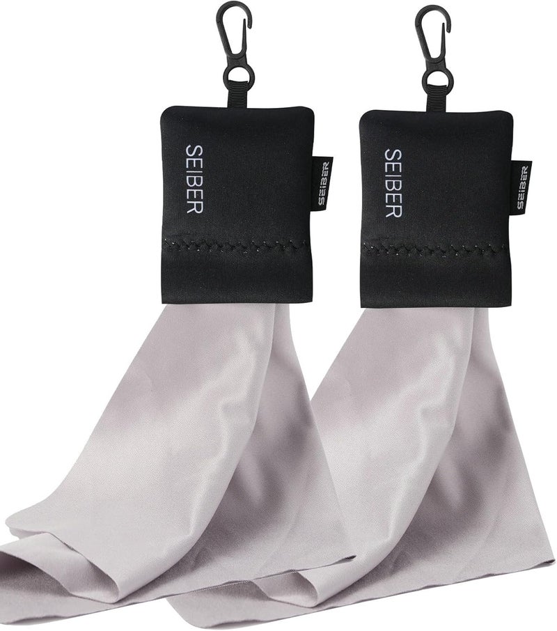 SEIBER Eyeglass Cleaning Microfiber Cloth - with Neoprene Pouch | 7 x 7 inch Glasses Cleaning Cloth for Sunglasses,Laptops, Cameras,Screen| Self-Closing Bottom(2PCS,BK) - Image 1